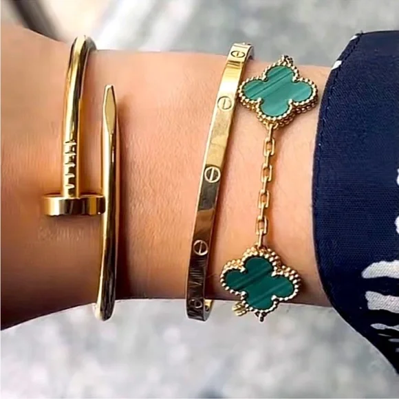 Timeless Gold Bangle Bracelet with Stud Details - Picture 11 of 11